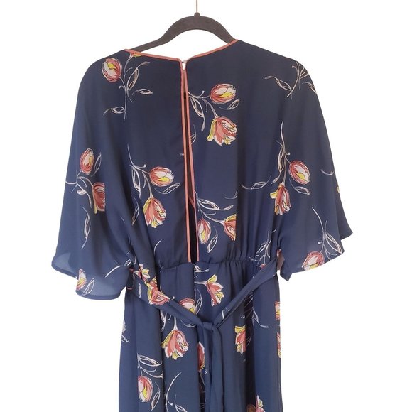 June and Hudson wide leg pant suit size 1X cropped floral hunter green pink - Picture 3 of 15